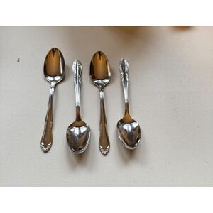 Oneida Mansfield Teaspoons Lot of 4 Stainless Floral 6" Replacement‎